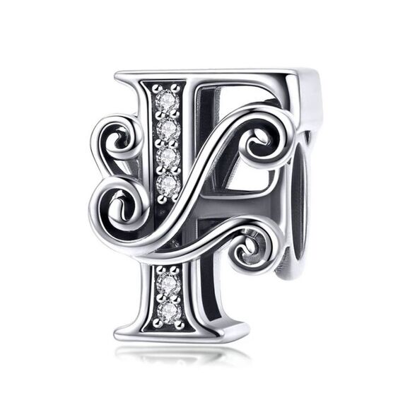 925 Sterling Silver "F"  Charm - Picture 1 of 4